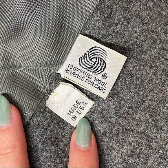 Vintage 80s Light Gray Size Medium 100% Wool Button Front Peacoat Winter Jacket - Picture 7 of 8